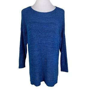 Joseph A Drop Sleeve Side Slit Knit Sweater Women's XL Blue